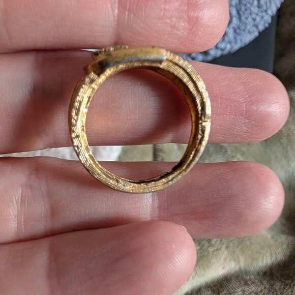 Vintage Avon Buckle Ring with Rhinestones, Size 7 - Picture 2 of 5